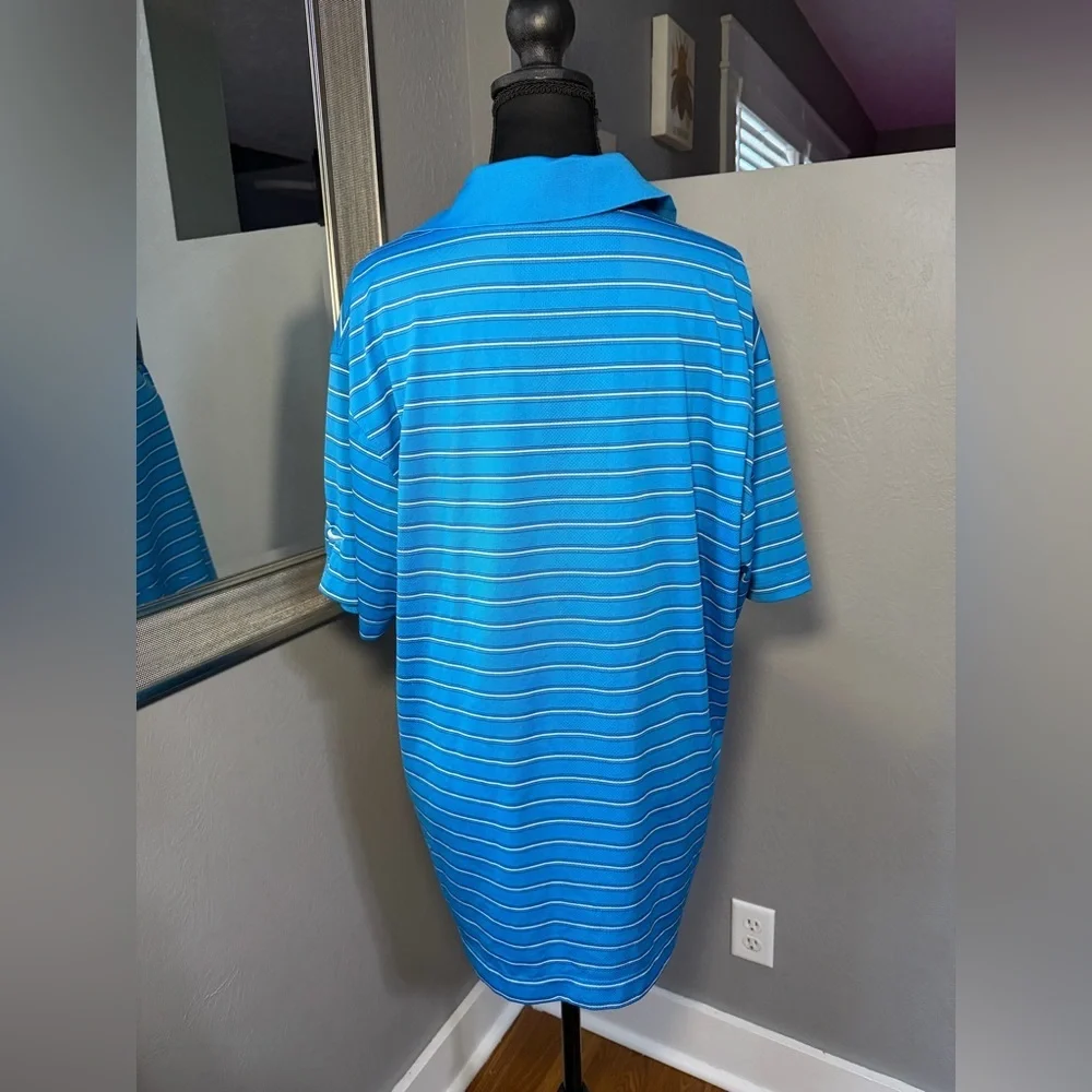Nike Golf Dri-Fit Blue Striped Polo Shirt Size Large.